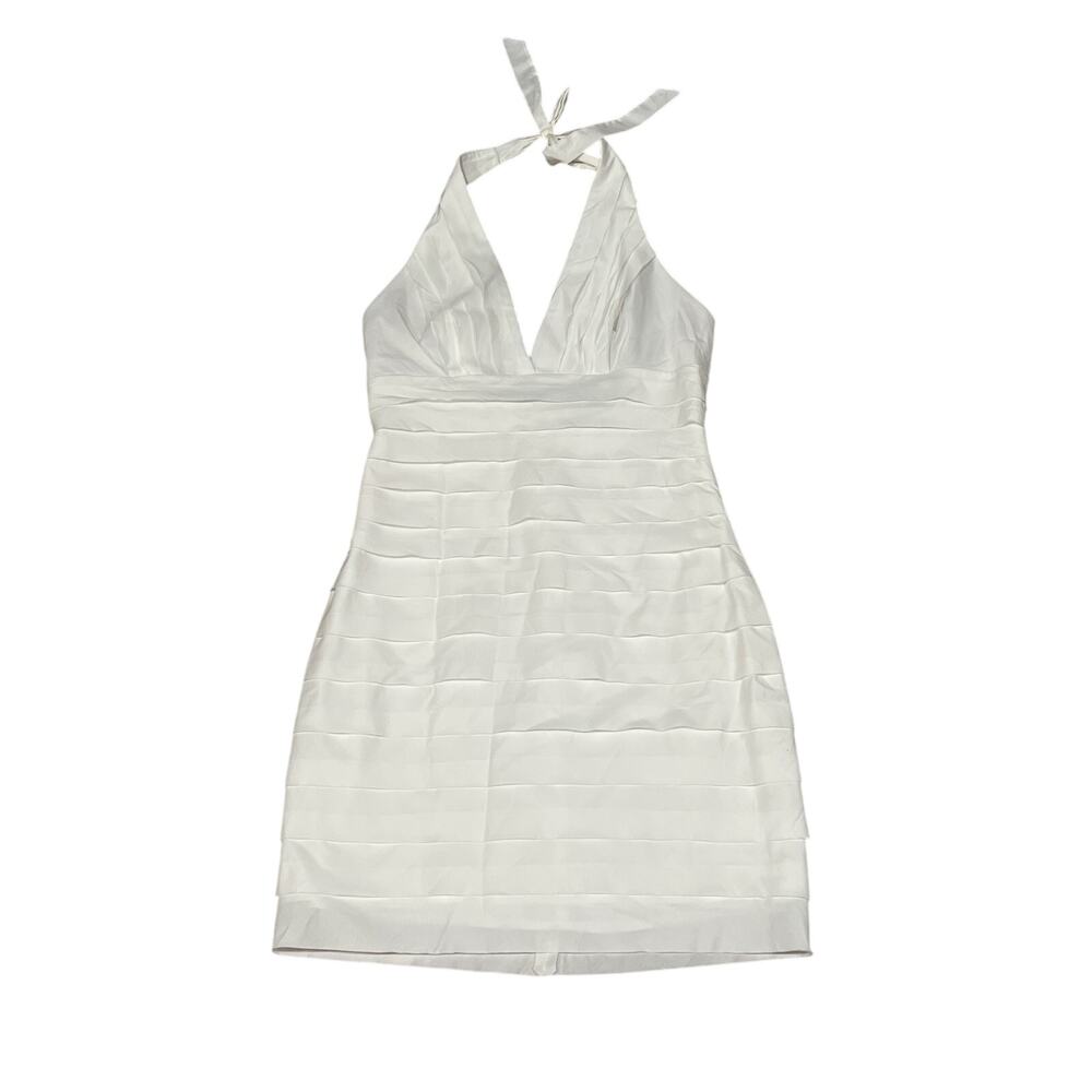 BCBGMAXAZRIA Women's White Halter Mini Dress Size 8 New KB426